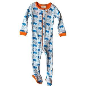 Baby Organic Cotton Elephant Print Footed Pajamas By Mirasa Design 6-9 Months